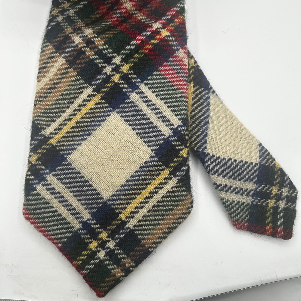 Ruffler by Rooster John Wanamaker Mens Plaid Wool Tie Multicolor Vintage Classic